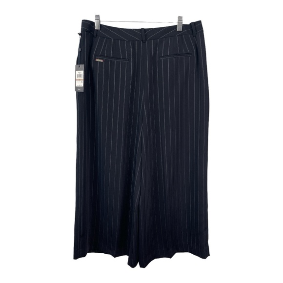 Tommy Hilfiger NWT Women's Size 12 Cropped Wide Leg Pants Navy Blue Pinstripe - Picture 3 of 7